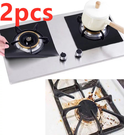 Gas Stove Protective Pad Kitchen DealSniper.net Black 2pcs 27x27cm