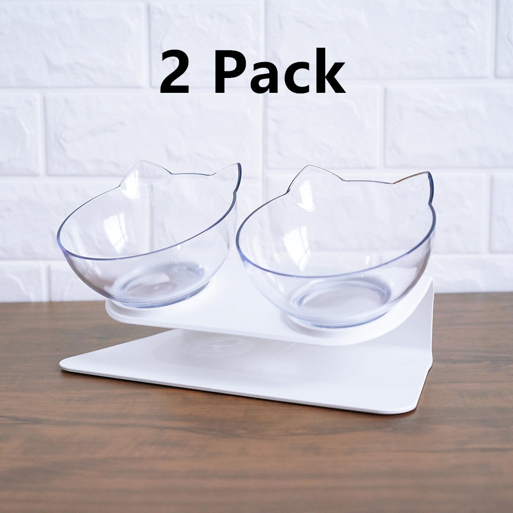 Cat Double Bowl Cat Food Bowl Protects Cervical Vertebra Pets Gym From House 2 Pack Double white