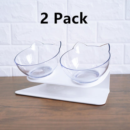 Cat Double Bowl Cat Food Bowl Protects Cervical Vertebra Pets Gym From House 2 Pack Double white