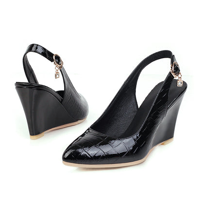 Womens Pumps Shoes Wedges Slingback Patent Women dealsniper-net Black 33