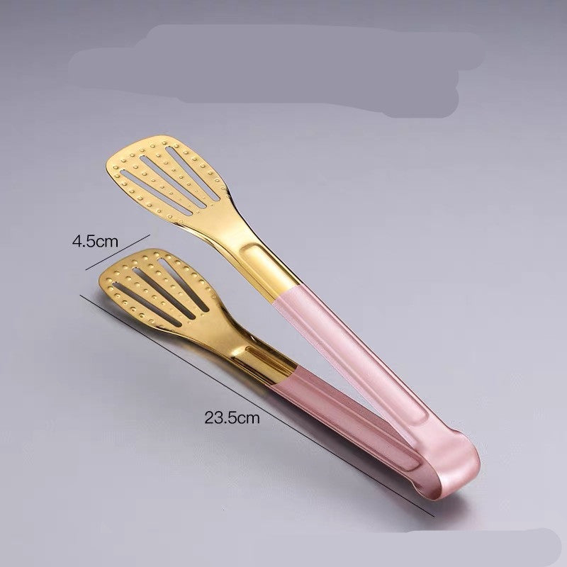 Stainless Steel Titanium Kitchen Grilled Steak Barbecue Bread Clip Kitchen dealsniper-net Pink 9inch