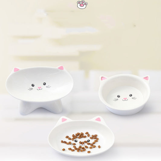 Ceramic Small Cat Face Shape Pet Food Bowl Cat Bowl