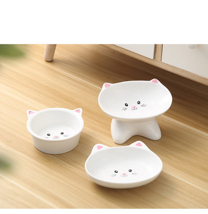 Ceramic Small Cat Face Shape Pet Food Bowl Cat Bowl Pets dealsniper-net 3pcs set