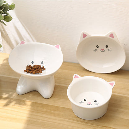 Ceramic Small Cat Face Shape Pet Food Bowl Cat Bowl Pets dealsniper-net