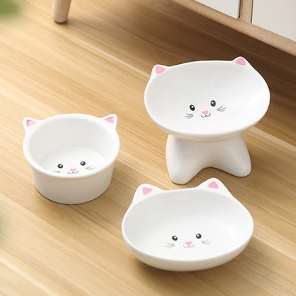 Ceramic Small Cat Face Shape Pet Food Bowl Cat Bowl Pets dealsniper-net