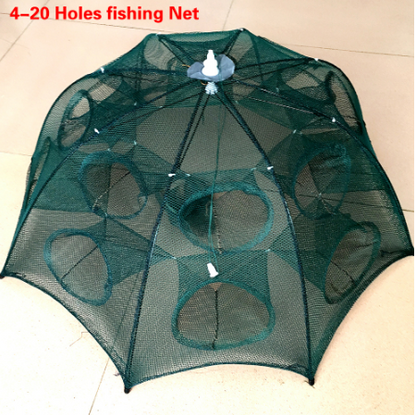 Strengthened 4-20 Holes Automatic Fishing Net Shrimp Cage Nylon Outdoor dealsniper-net