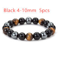 Tiger Eye Stone Bracelet Natural Stone Bracelet Jewelry dealsniper-net Black 4X10mm 5pcs