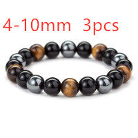 Tiger Eye Stone Bracelet Natural Stone Bracelet Jewelry dealsniper-net Black 4X10mm 3pcs