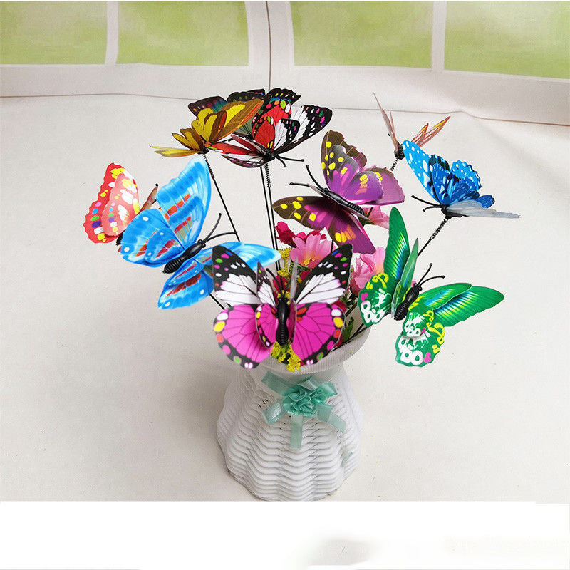 Simulation Stereo Butterfly Plastic dragonfly Plug Butterfly Garden Flower