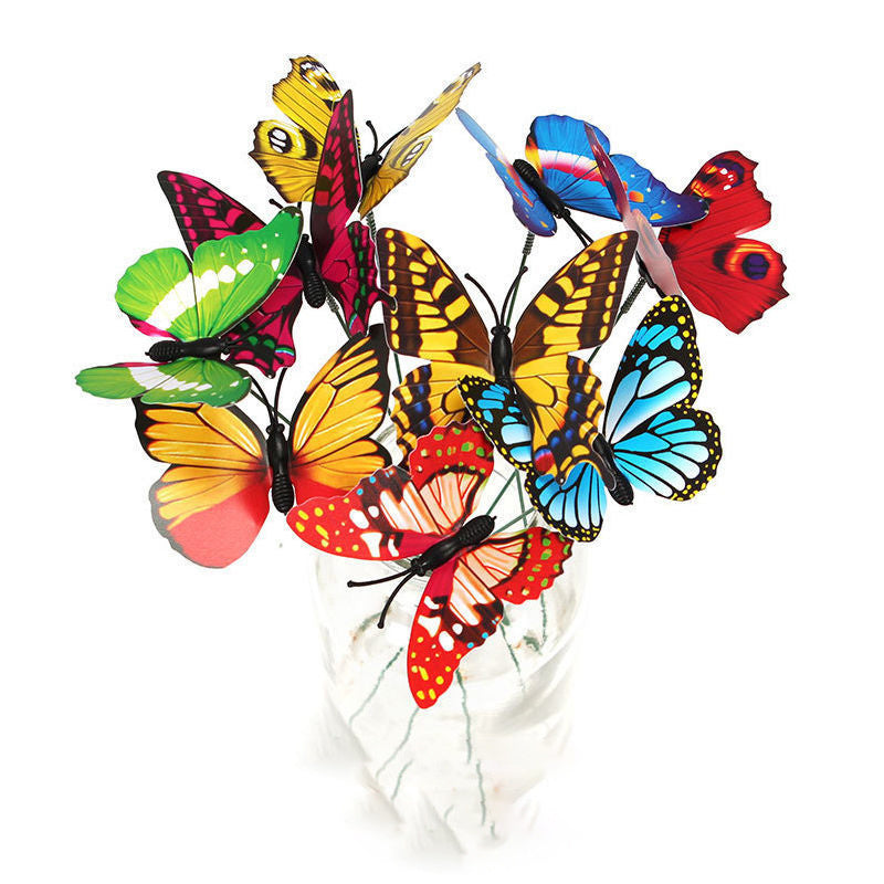 Simulation Stereo Butterfly Plastic dragonfly Plug Butterfly Garden Flower