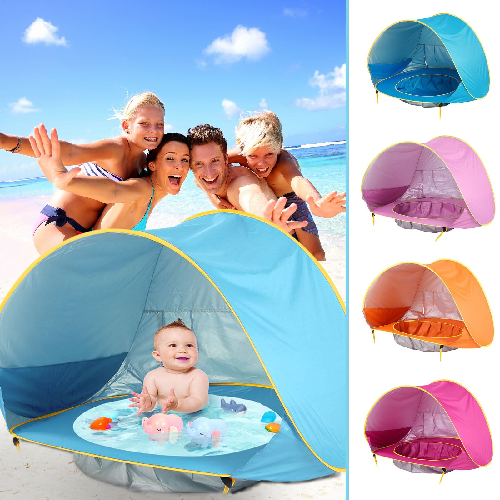 Baby Beach Tent Kids Outdoor Camping Easy Fold Up Waterproof Up Sun Awning Tent UV-protecting Kids dealsniper-net