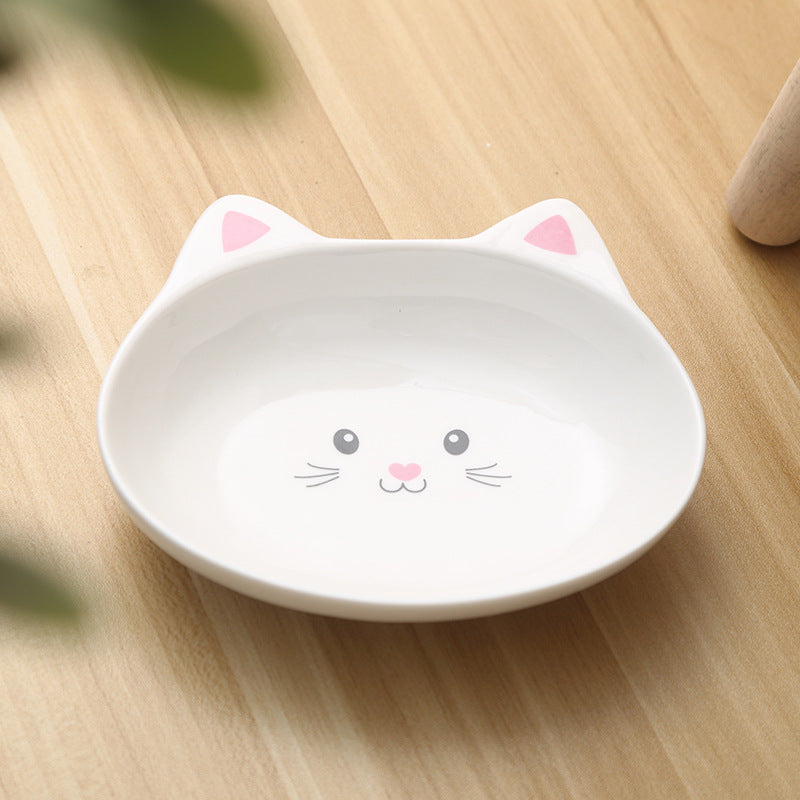 Ceramic Small Cat Face Shape Pet Food Bowl Cat Bowl Pets dealsniper-net bowl