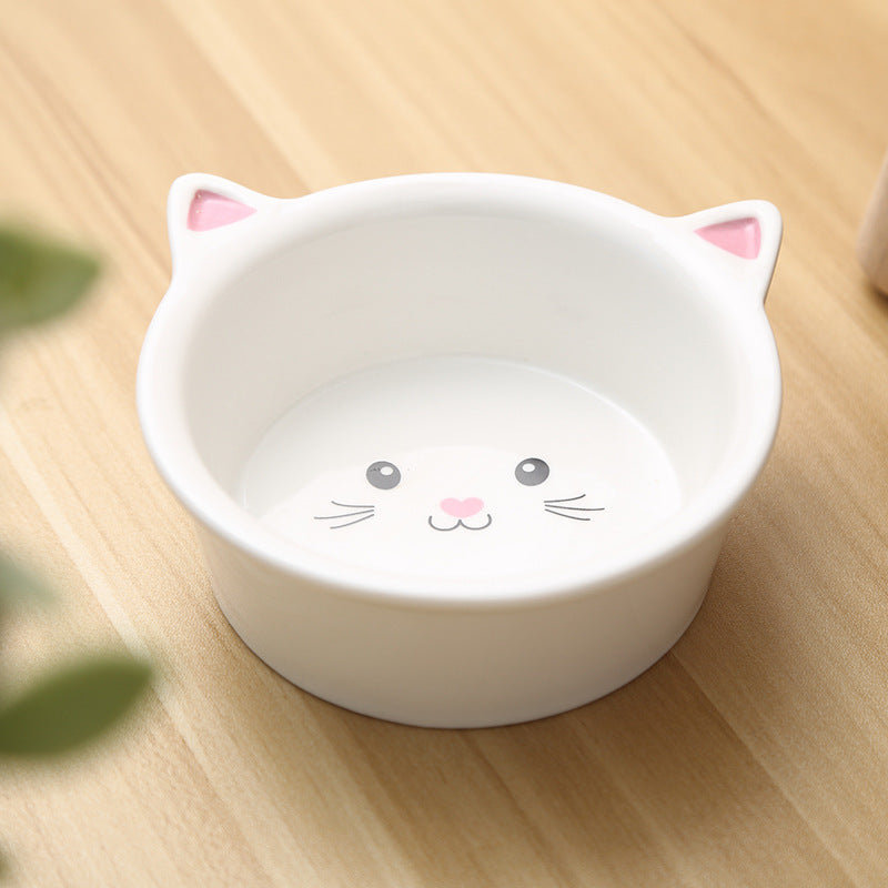 Ceramic Small Cat Face Shape Pet Food Bowl Cat Bowl Pets dealsniper-net Pots