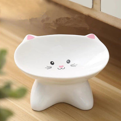 Ceramic Small Cat Face Shape Pet Food Bowl Cat Bowl Pets dealsniper-net 2 in 1