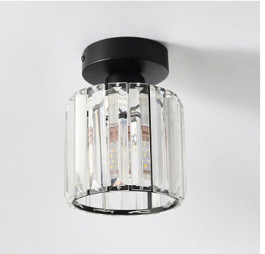 Home Entrance Ceiling Net Red Crystal Aisle Light House dealsniper-net Black Trichromatic Dimming Round shape