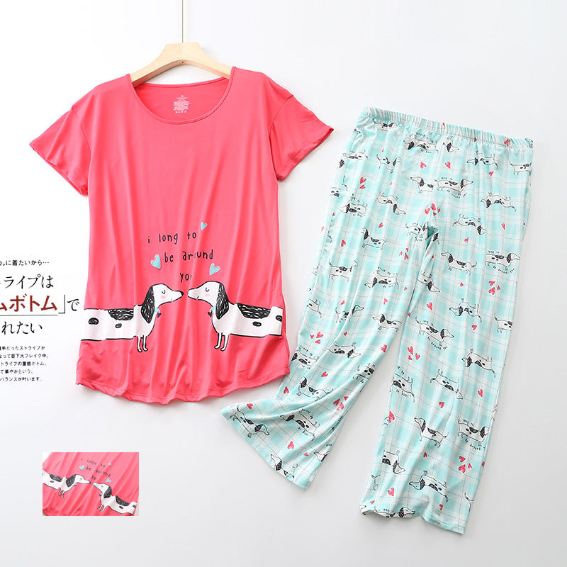 Dachshund Printed Pajamas Women dealsniper-net Light red 2XL Condom