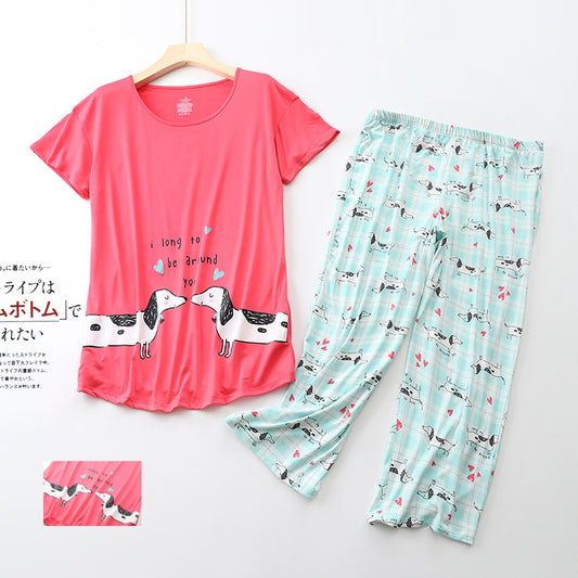 Dachshund Printed Pajamas Women dealsniper-net Light red 2XL Condom