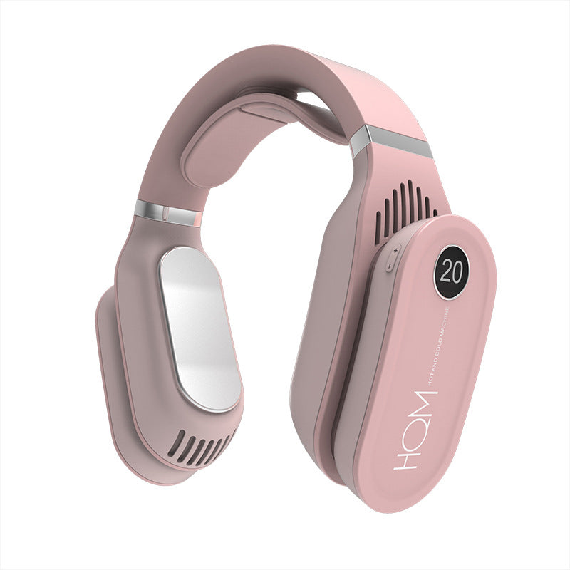USB Portable Hanging Neck Fan Cooling Cooler Heater Travel dealsniper-net Pink