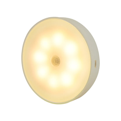 Usb Rechargeable Motion Sensor Light Round Wireless LED Light Kitchen dealsniper-net Warm light USB