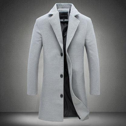 Autumn And Winter New Mens Solid Color Casual Business Woolen Coats Men dealsniper-net Gray 2XL