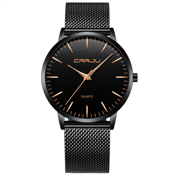 Casual Men's And Women's Watches Business Quartz Watches Men dealsniper-net Mesh belt black 4