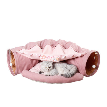 Pet Cats Tunnel Interactive Play Toy Mobile Collapsible Pets dealsniper-net Pink