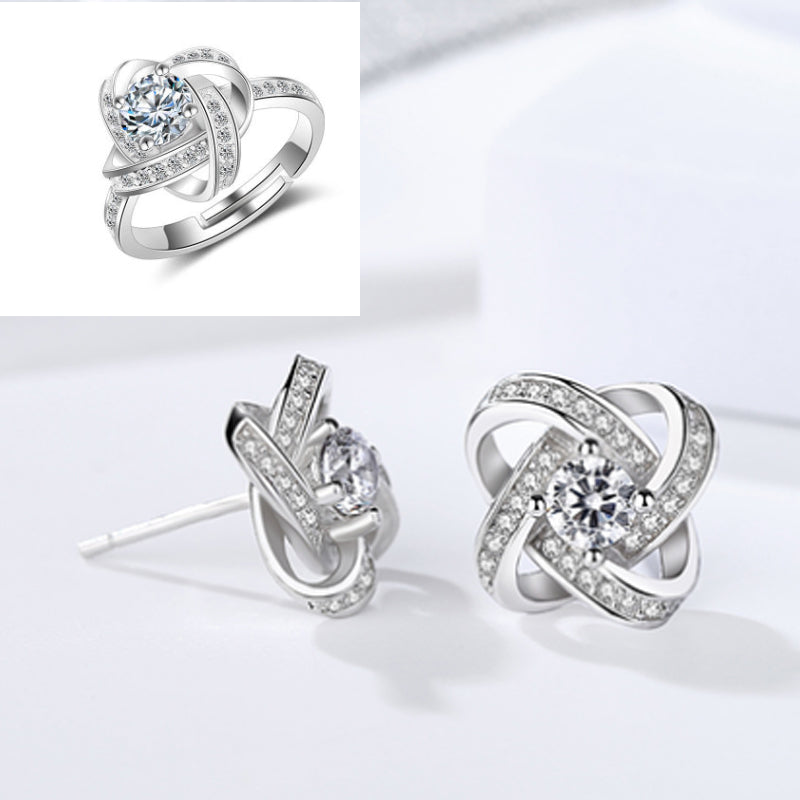 925 Sterling Silver Necklace For Women Forever Heart AAA Zircon Mosaic Necklaces & Pendants Gift Kitchen DealSniper.net Ring+Earring