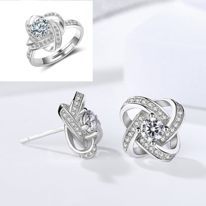 925 Sterling Silver Necklace For Women Forever Heart AAA Zircon Mosaic Necklaces & Pendants Gift Kitchen DealSniper.net Ring+Earring