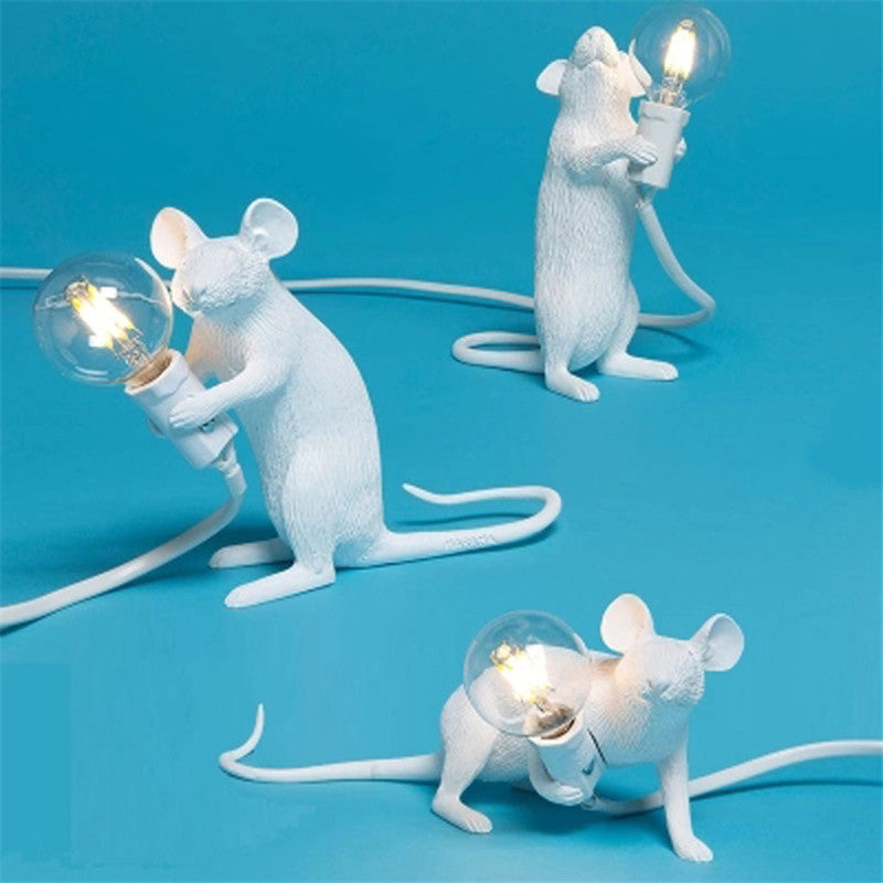 Nordic Creative Mini Animal Mouse Resin Table Lamp Home Decor dealsniper-net White combination 3pcs AU