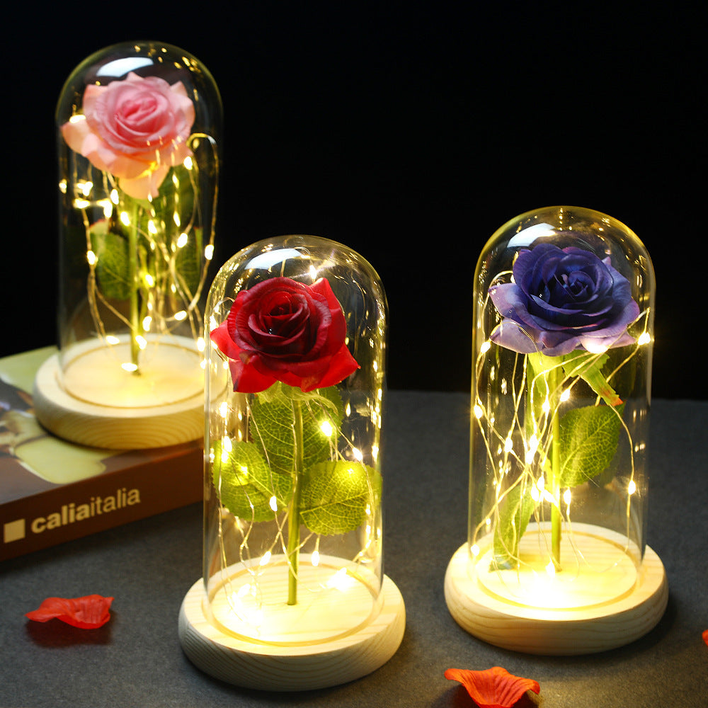 Glass Shade Rose Lamp