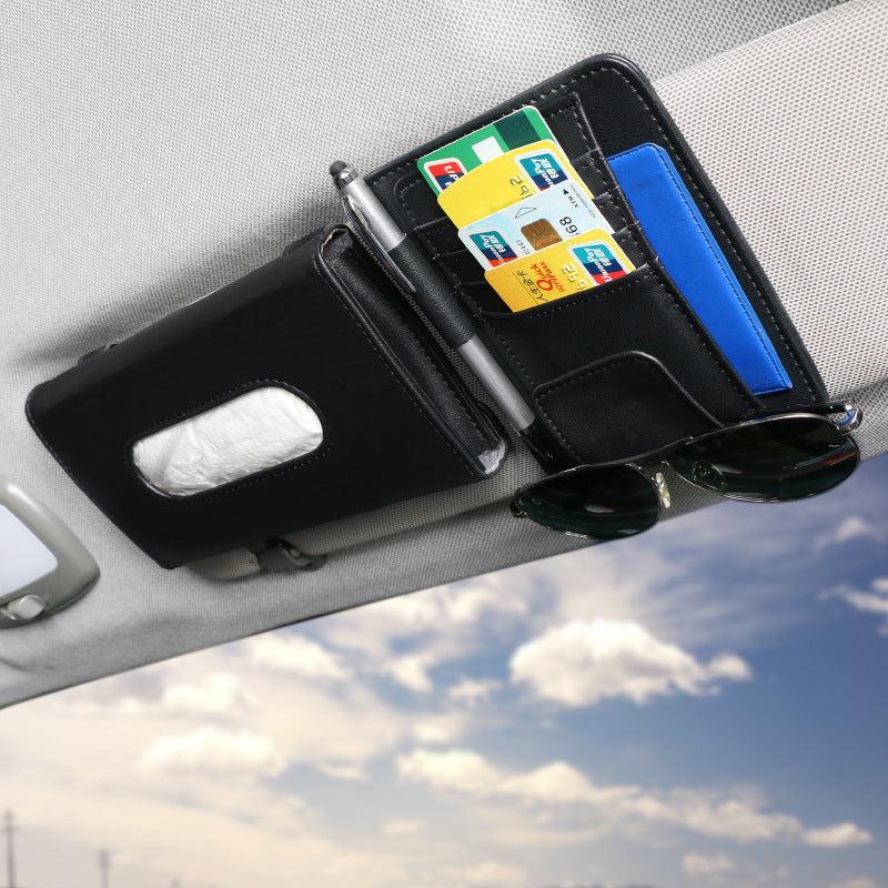 Creative Car Sun Visor Tissue Box With Invoice Folder Bill Vehicle dealsniper-net