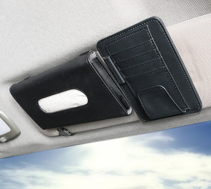 Creative Car Sun Visor Tissue Box With Invoice Folder Bill Vehicle dealsniper-net Black