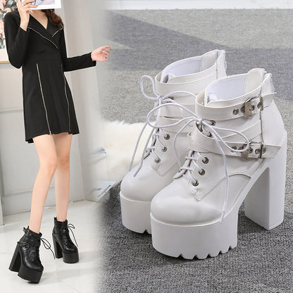 European And American Style Fashion Ankle Boots Thick With Short Boots 14 Cm Super High Heel Womens Women dealsniper-net