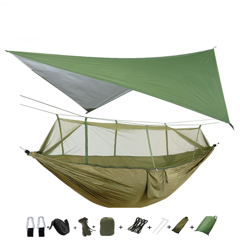 Outdoor Parachute Cloth Hammock Couble with Mosquito Net Light