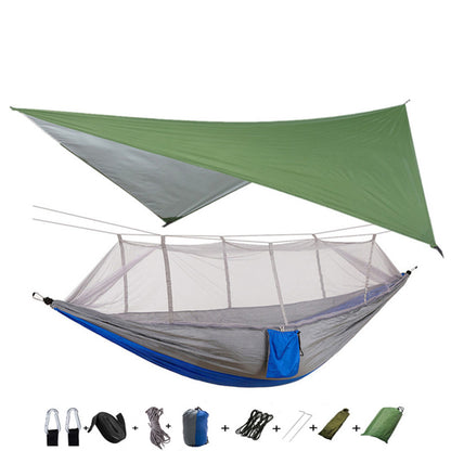 Outdoor Parachute Cloth Hammock Couble with Mosquito Net Light