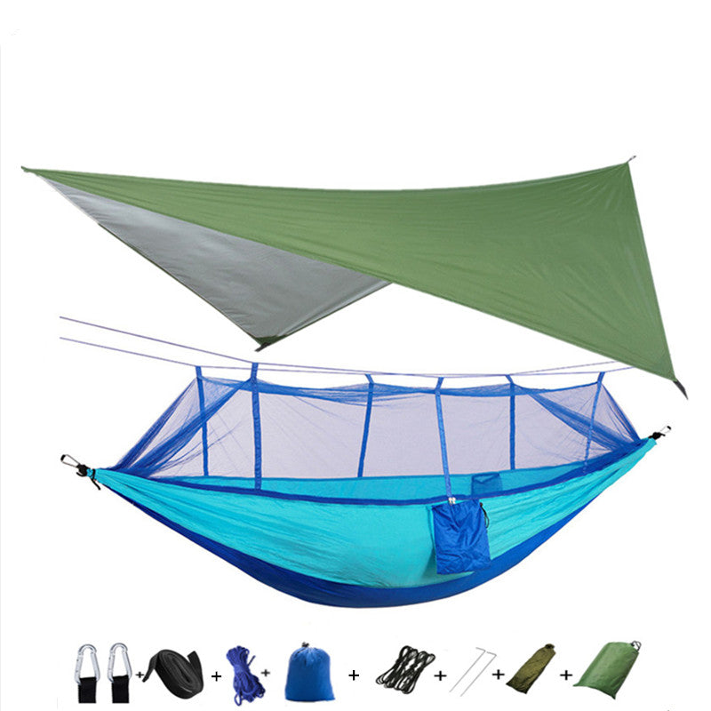 Outdoor Parachute Cloth Hammock Couble with Mosquito Net Light