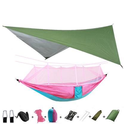 Outdoor Parachute Cloth Hammock Couble with Mosquito Net Light