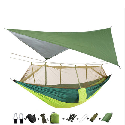 Outdoor Parachute Cloth Hammock Couble with Mosquito Net Light