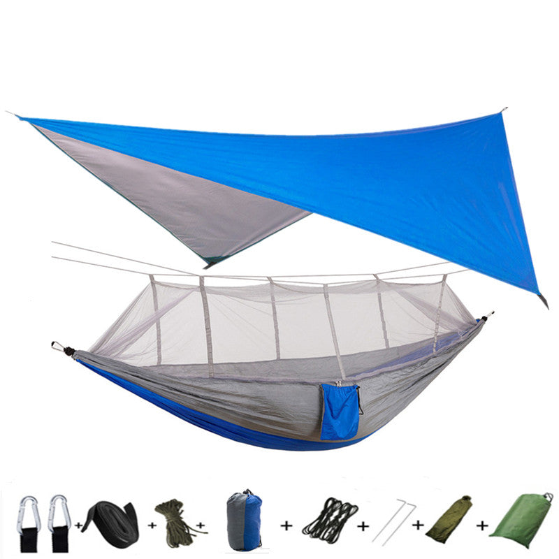 Outdoor Parachute Cloth Hammock Couble with Mosquito Net Light