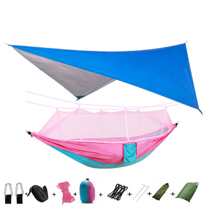 Outdoor Parachute Cloth Hammock Couble with Mosquito Net Light