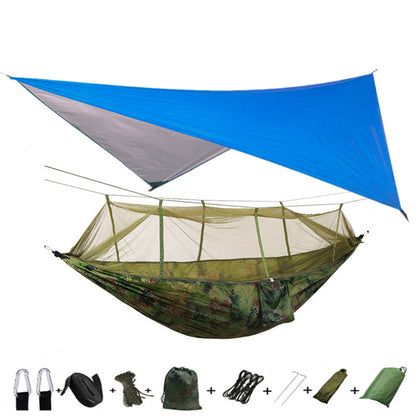 Outdoor Parachute Cloth Hammock Couble with Mosquito Net Light