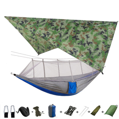 Outdoor Parachute Cloth Hammock Couble with Mosquito Net Light