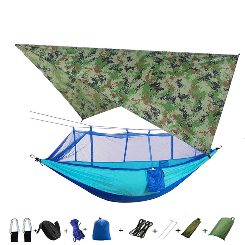 Outdoor Parachute Cloth Hammock Couble with Mosquito Net Light