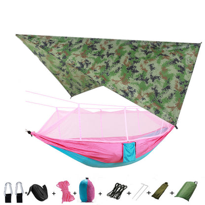 Outdoor Parachute Cloth Hammock Couble with Mosquito Net Light