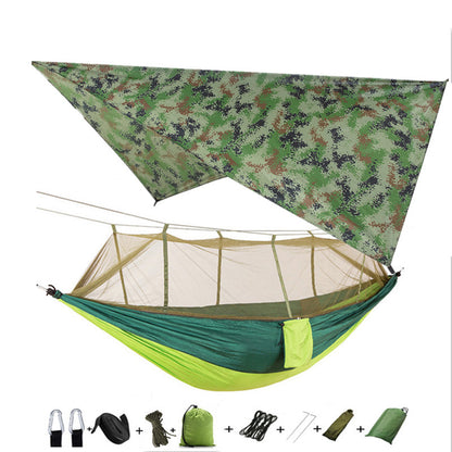 Outdoor Parachute Cloth Hammock Couble with Mosquito Net Light