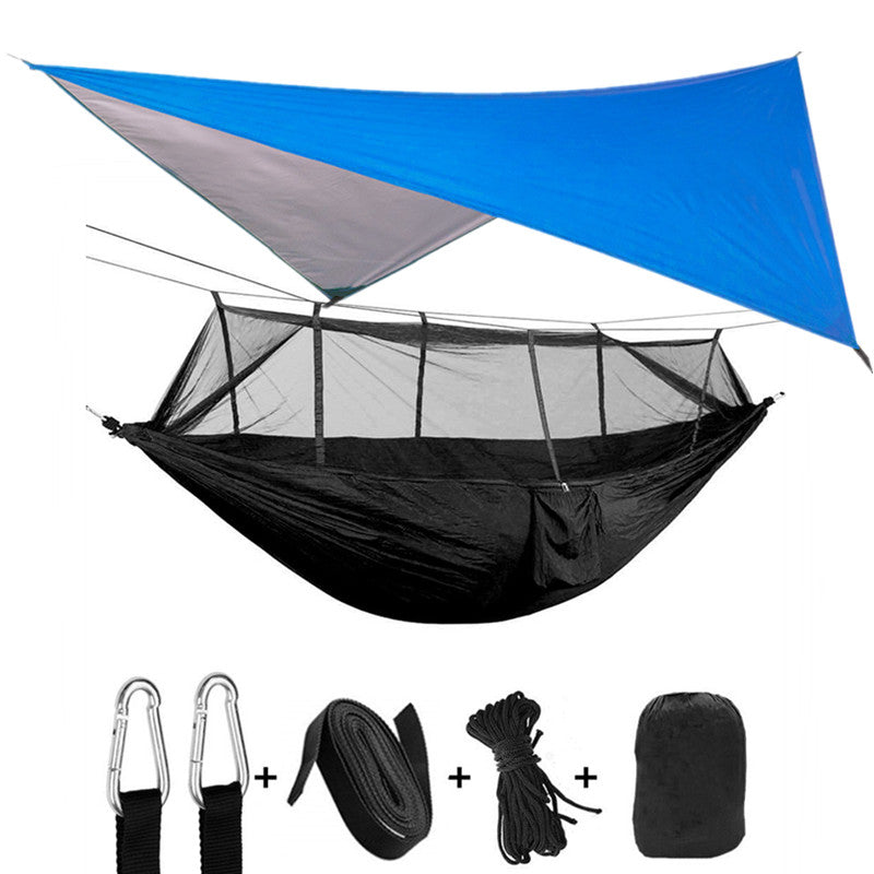 Outdoor Parachute Cloth Hammock Couble with Mosquito Net Light