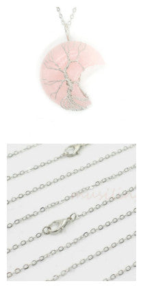 Natural Crystal Moon Pendant Jewelry dealsniper-net Pink necklace chain