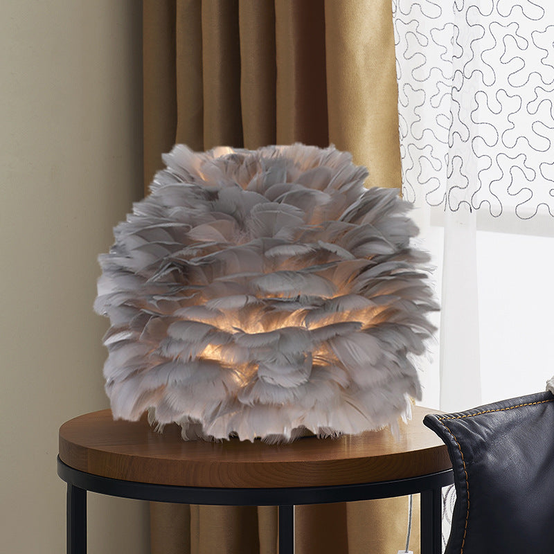 Feather Table Lamp Bedroom Bedside Light