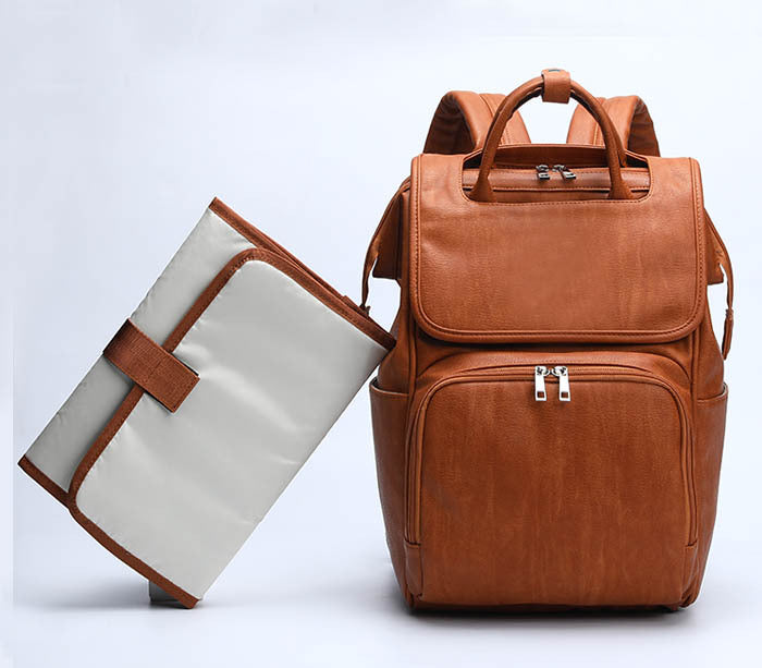 Fashion Pu Mummy Bag Backpack Storage Bag Women DealSniper.net Brown