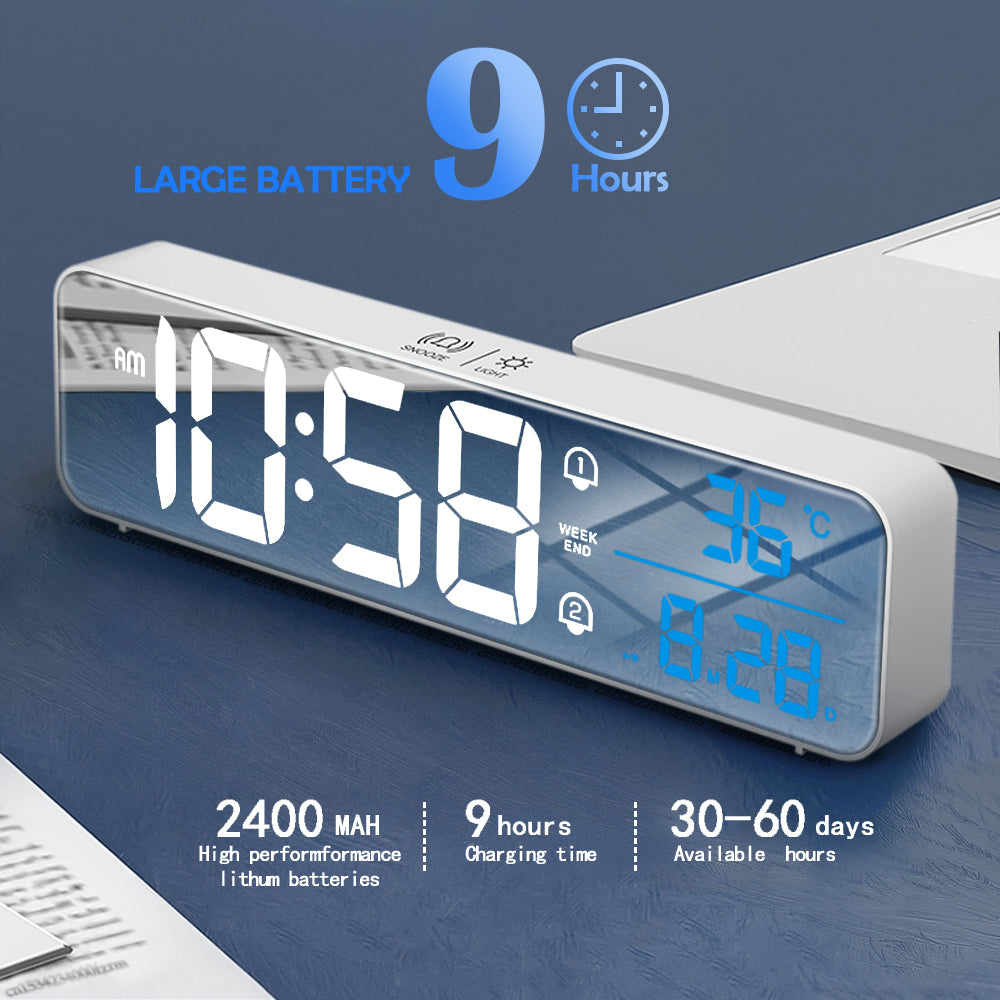 Music LED Digital Alarm Clock Temperature Date Display Desktop Home Decor Gym From House
